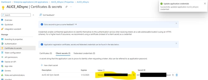 ALICE AD Sync Certificates and Secrets