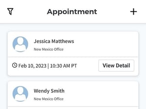 ALICE Mobile App Appointments Preview