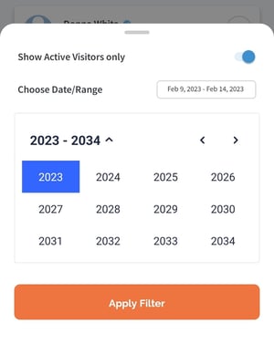 ALICE Mobile App Visitor Filters Year
