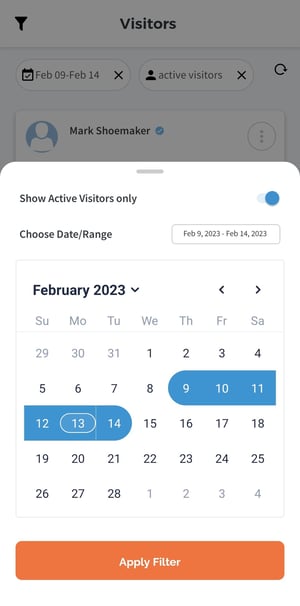 ALICE Mobile App Visitor Filters