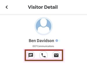 ALICE Mobile App Visitor Visitor Detail Contact Options