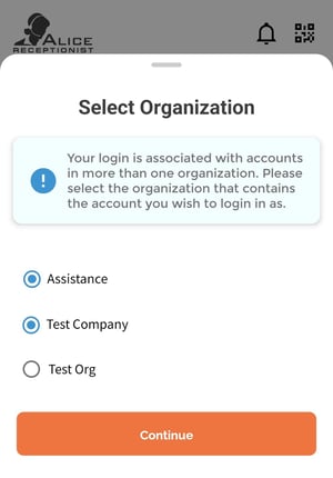 ALICE Mobile Selecting Organization