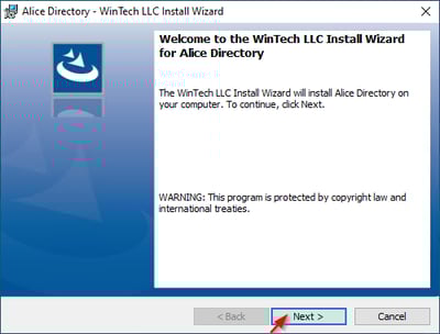 ALICE Portal ALICE Directory Install Wizard Step 1