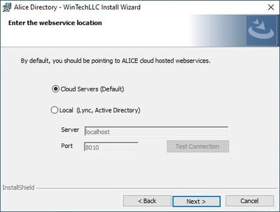 ALICE Portal ALICE Directory Install Wizard Step 2