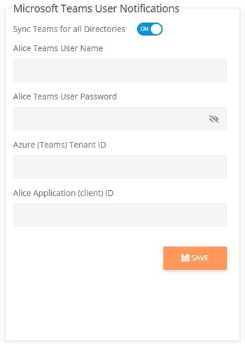 ALICE Portal Global Settings Microsoft Teams User Notifications