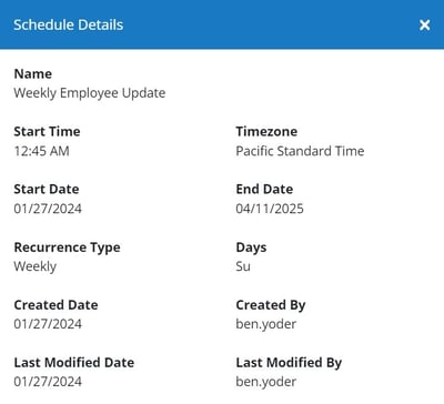 ALICE Portal Schedule Details