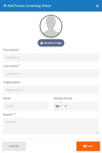Add Private Screening Visitor