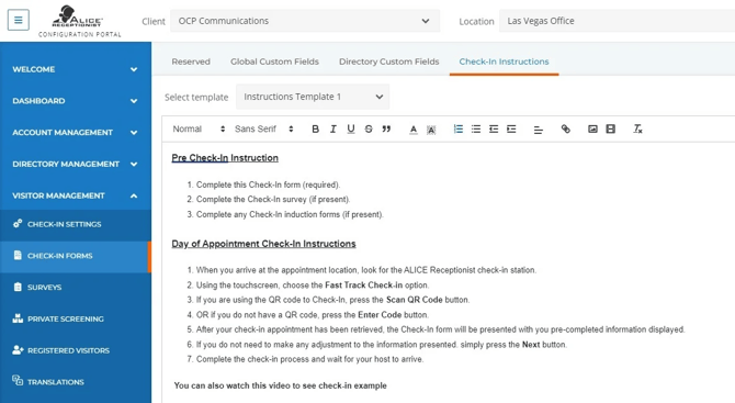 Check-In Instructions