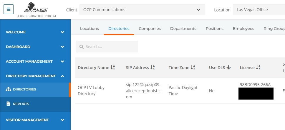 ALICE Portal – Directories Tab