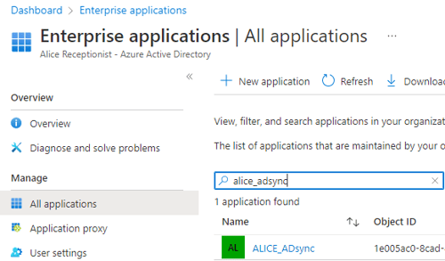 Enterprise Applications Alice AD Sync