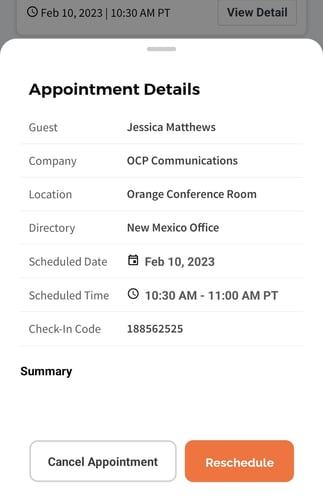 Mobile App Appointment Appoint Details