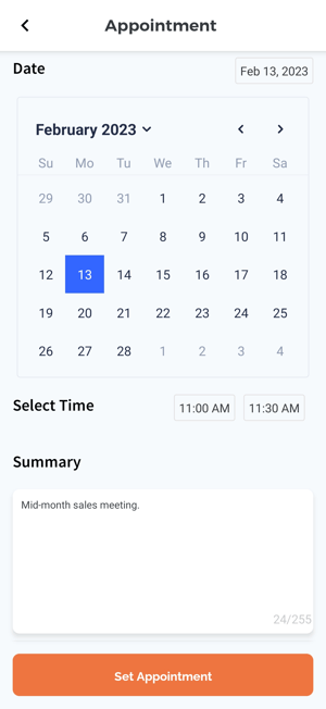 Mobile App Appointment Reschedule Date