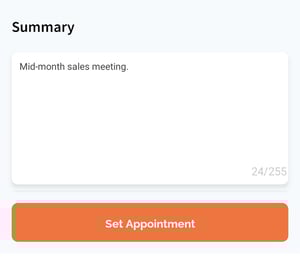 Mobile App Appointment Summary Field