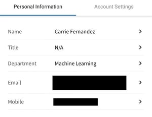 Mobile App Profile Personal Information Fields