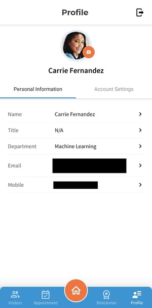 Mobile App Profile Personal Information