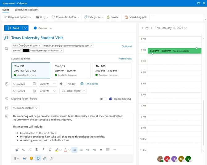 Outlook New Event 2