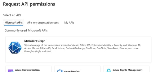 Request API Permissions Microsoft Graphs