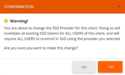 SSO Confirmation Warning