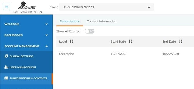 Subscriptions and Contracts Subscription Tab