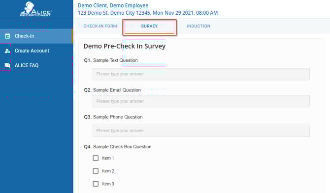 Survey Tab