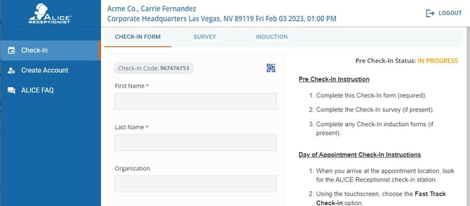 preregistration site check in form